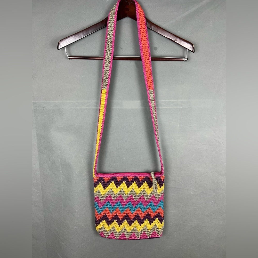 The Sak Hobo Crochet Multi Color Shoulder /Crossbody Bag Zip Closure